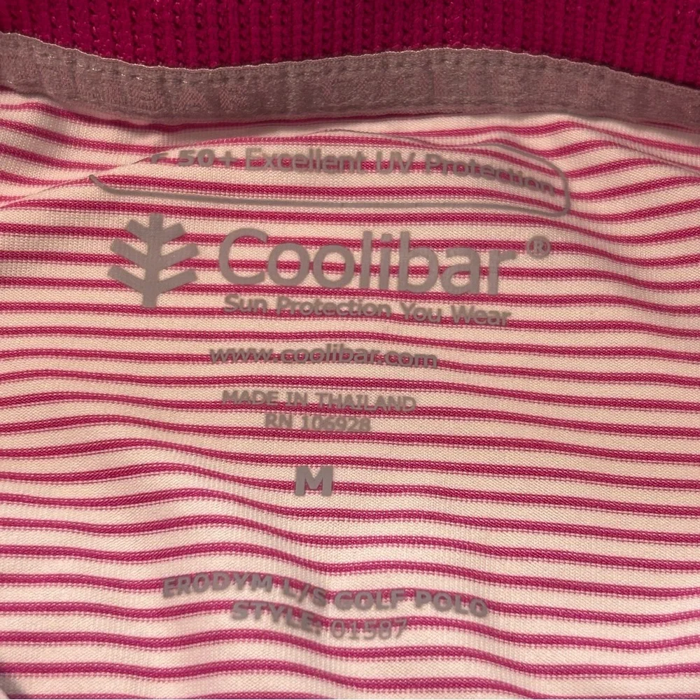 Coolibar Long Sleeve Polo Shirt‎ Mens Medium UPF 50+ Sun Protection FLAW